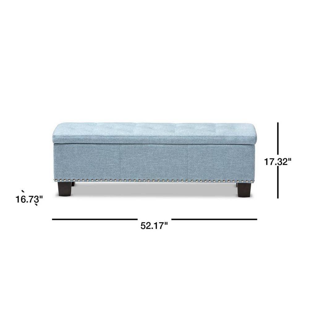 Hannah Modern and Contemporary Fabric Upholstered Button - Tufting Storage Ottoman Bench - Light Blue - Baxton Studio