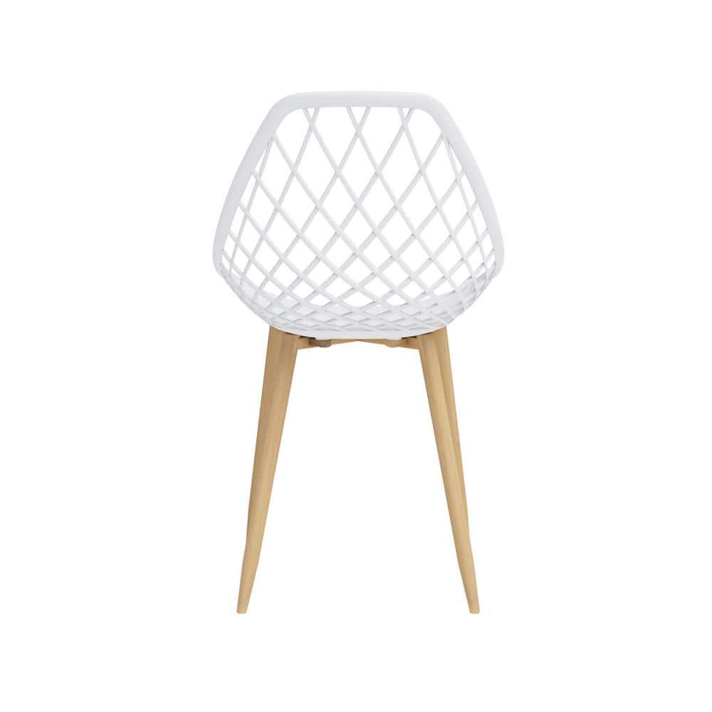 2pk Kurv Dining Chairs White/Natural - Jamesdar: Mid-Century Modern, Steel Frame, Armless Design
