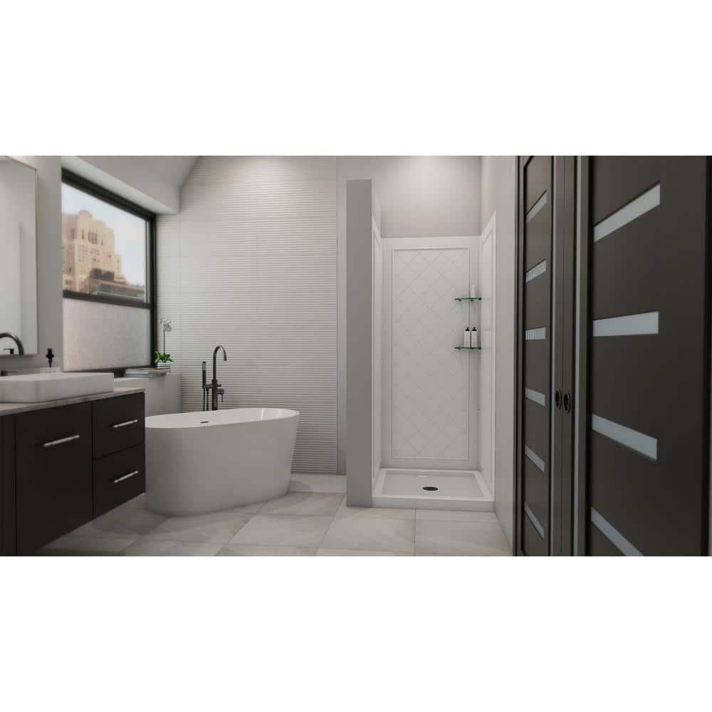 QWALL-4 32" W x 76.75" H Framed Square Shower Stall and Base Included