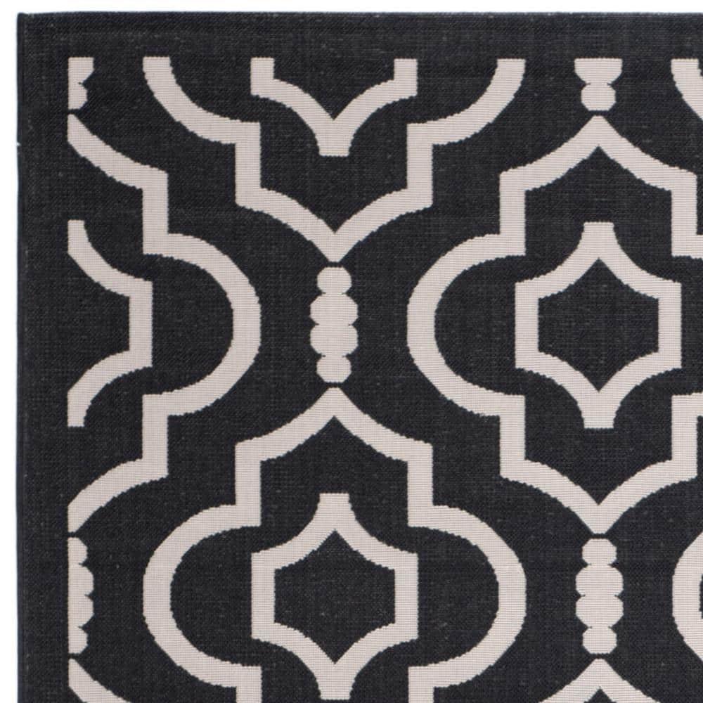 Courtyard CY6926 Power Loomed Indoor and Outdoor Area Rug - Black/Beige - 4'x5'7" - Safavieh