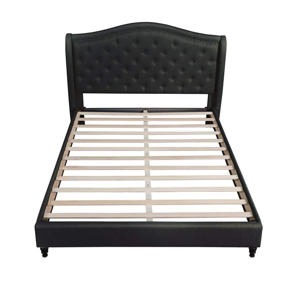 Best Master Furniture Queen Tufted Upholstered Panel/Platform Bed, Black
