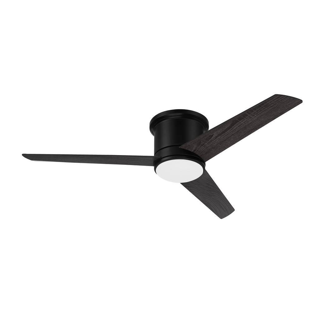Cole 52" Flat Black Modern Ceiling Fan with LED Light and Remote