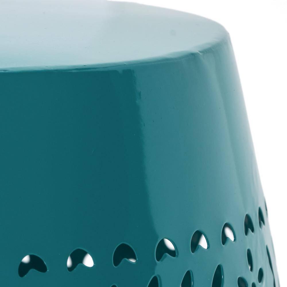 GDFStudio Riley Outdoor Lace Cut 12 Inch Side Table, Teal