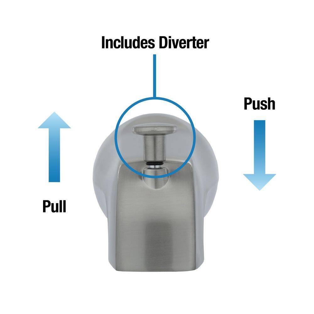 Danco Universal Bathroom Tub Spout with Diverter in Brushed Nickel (89249)