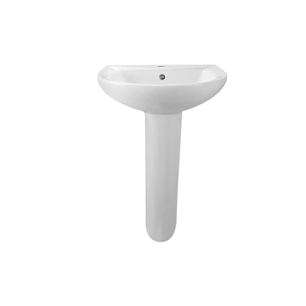 Liberty 31.5" Tall White U-Shaped Vitreous China Pedestal Bathroom Sink with Overflow