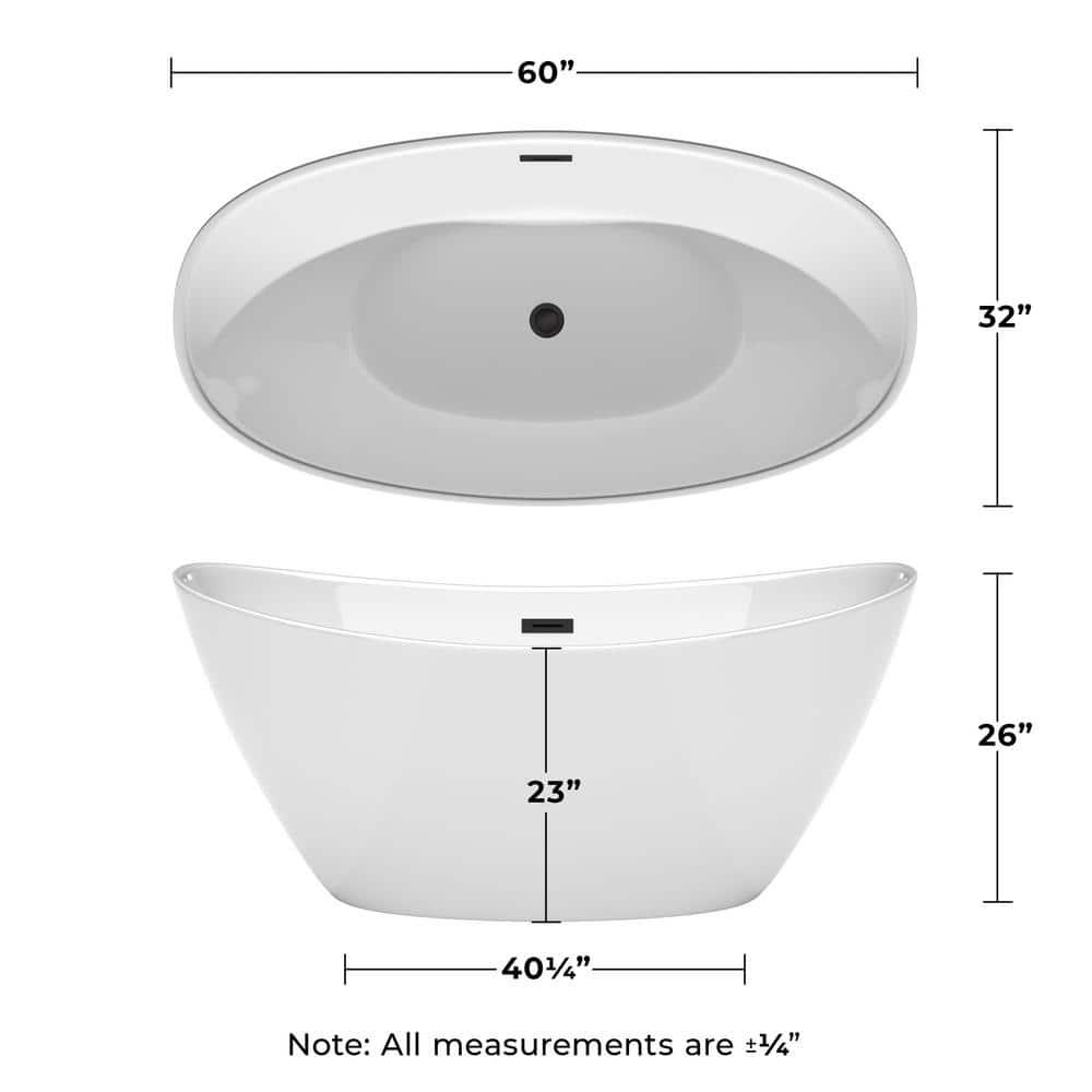 Dorrit 60" x 32" Freestanding Soaking Acrylic Bathtub with Faucet