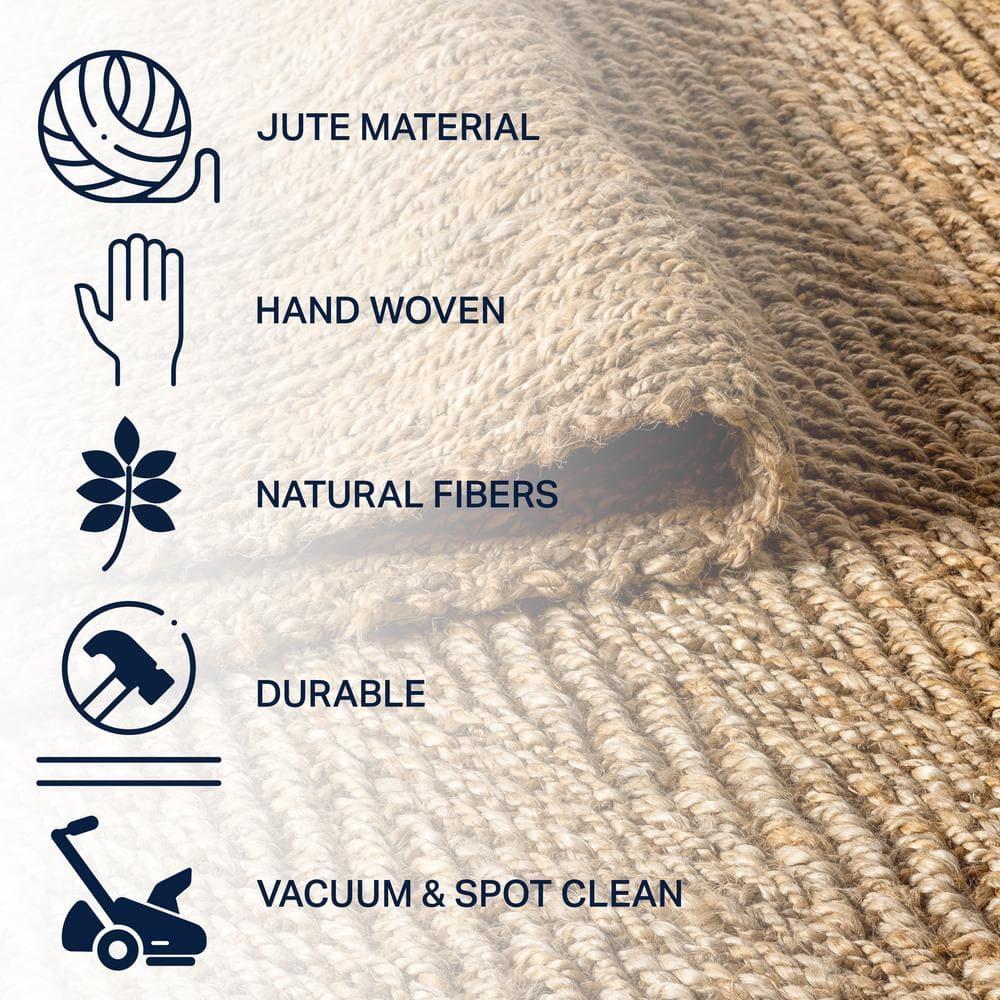 Espina Hand Woven Herringbone Chunky Jute Natural 6' Square Area Rug - JONATHAN Y