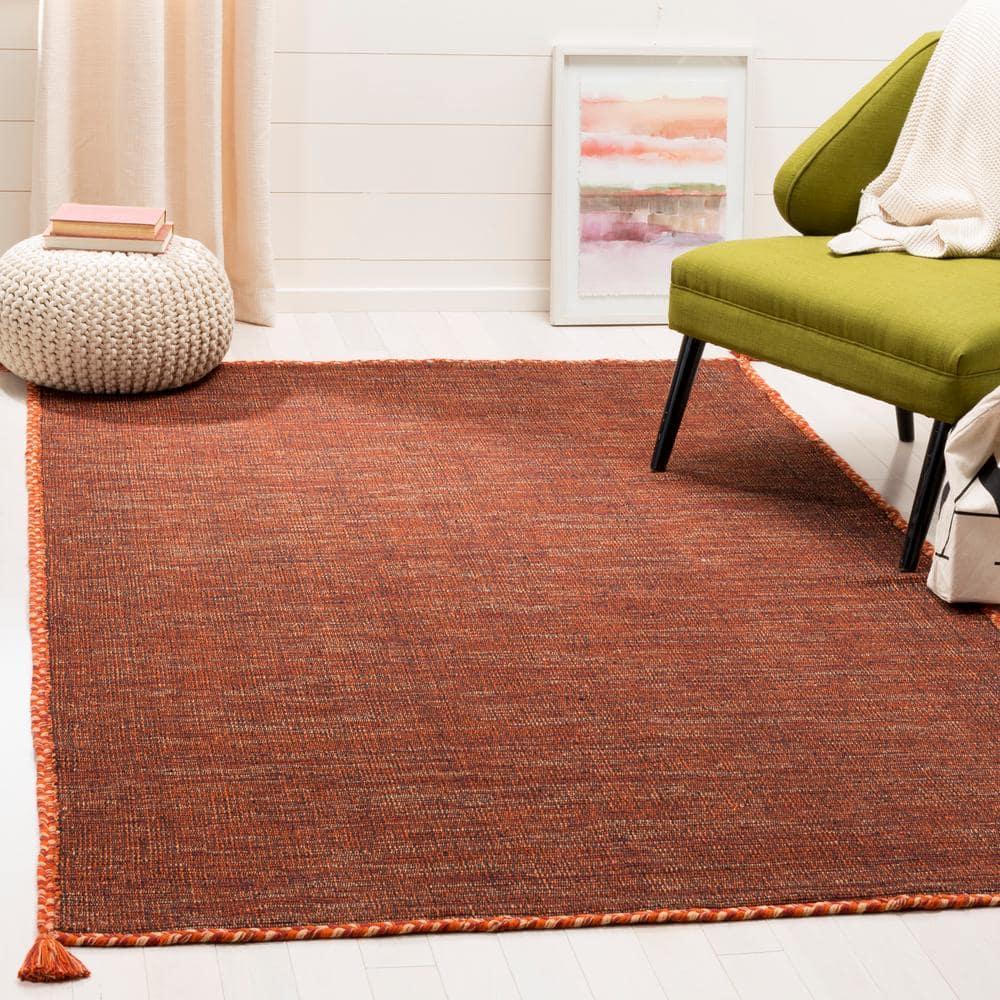 Montauk MTK150 Hand Woven Indoor Area Rug - Orange/Black - 5'x5' - Safavieh