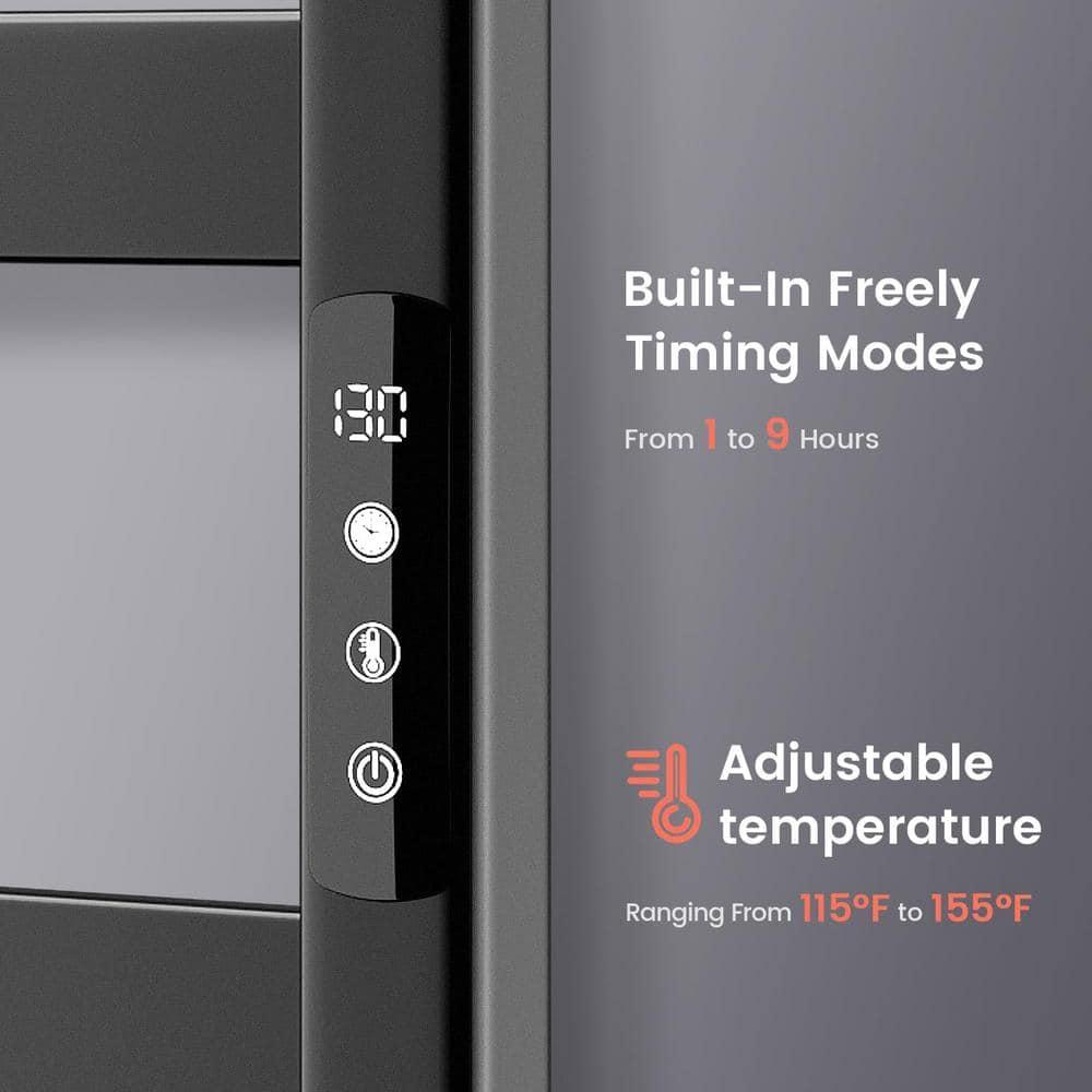 Towel Warmer,Stainless Steel Towel Warmer Rack for Bathroom -10 Bars Wall Mounted Towel Heater with Intelligent Touch Screen Timer, Hard Wired/Plug-in, Black
