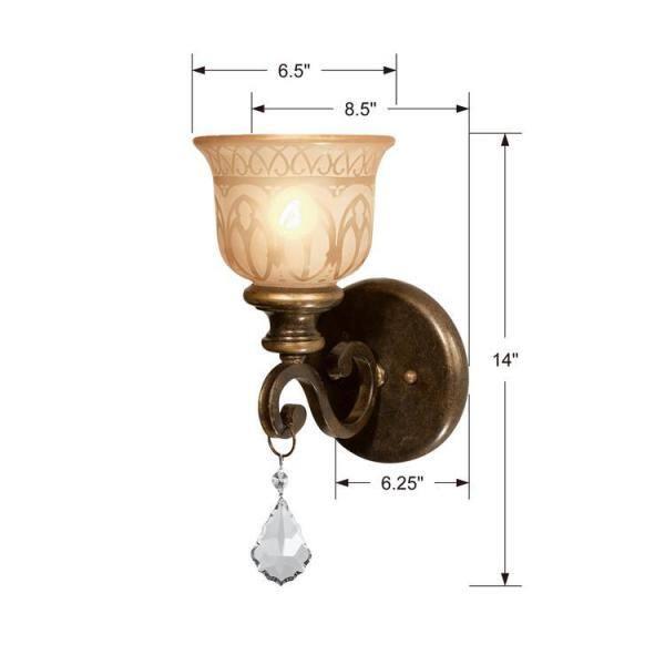 Norwalk Bronze Umber 1-Light Wall Sconce with Amber Glass Shade