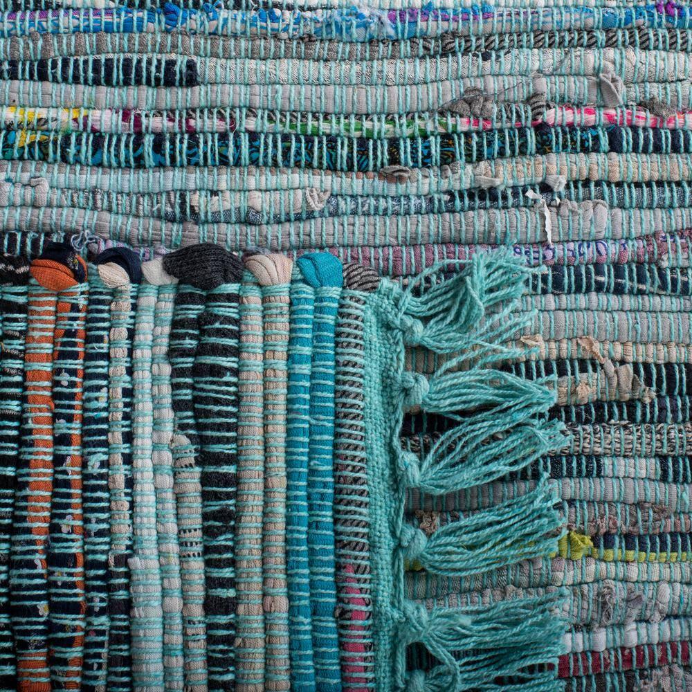 Rag Rug RAR127 Hand Woven Indoor Area Rug - 5'x8' - Turquoise/Multi - Safavieh