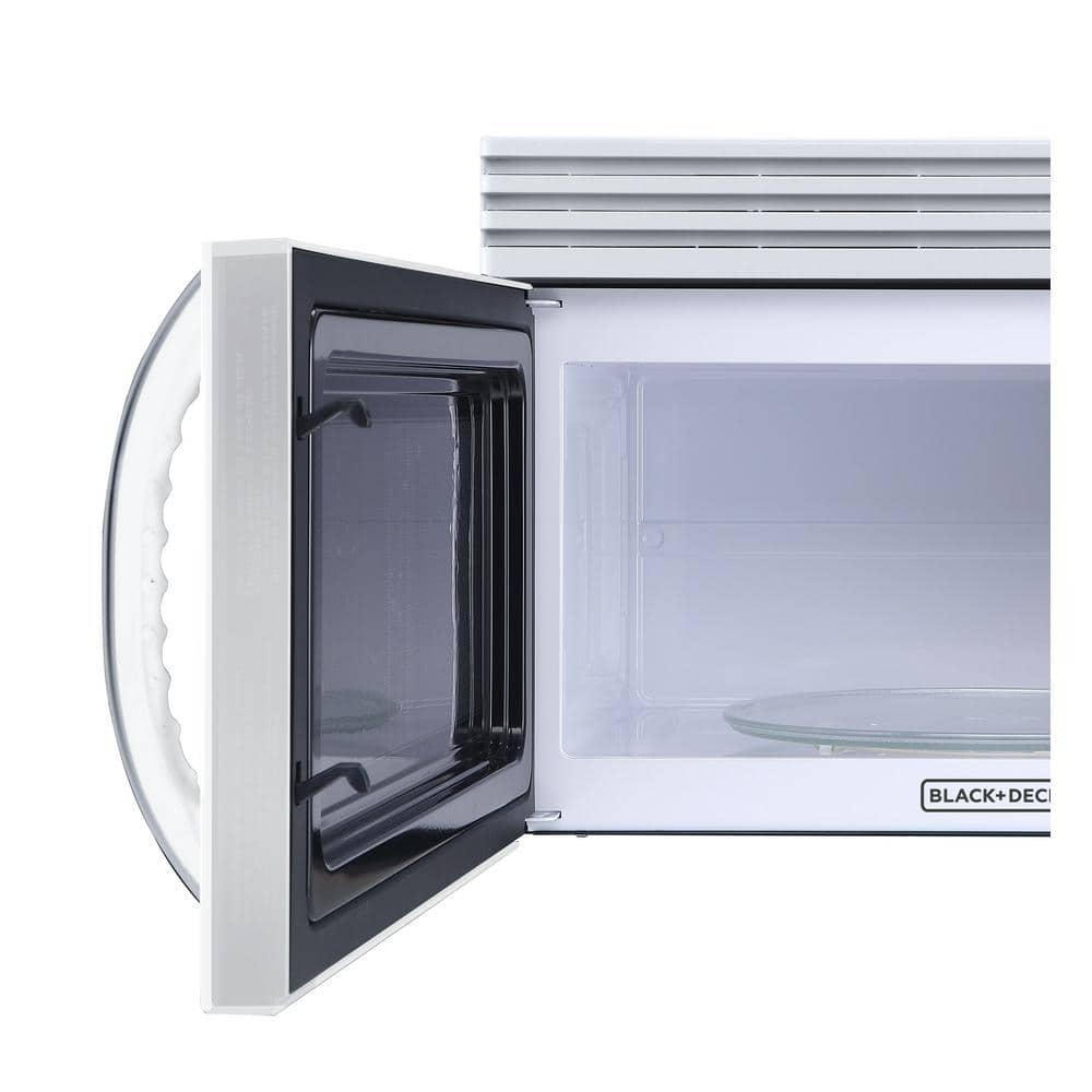 Black+Decker EM044KJNP10A 1.6-Cu. Ft. Over-the-Range Microwave with Top Mount Air Recirculation Vent, White