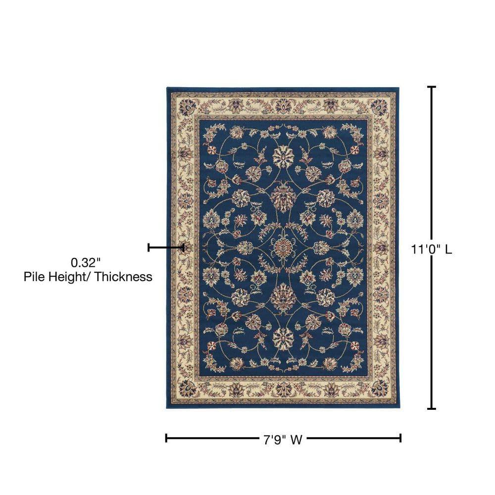 Radici Usa Como Area Rug 1596 Navy Blue Italian Bordered 7' 9" x 11' Rectangle