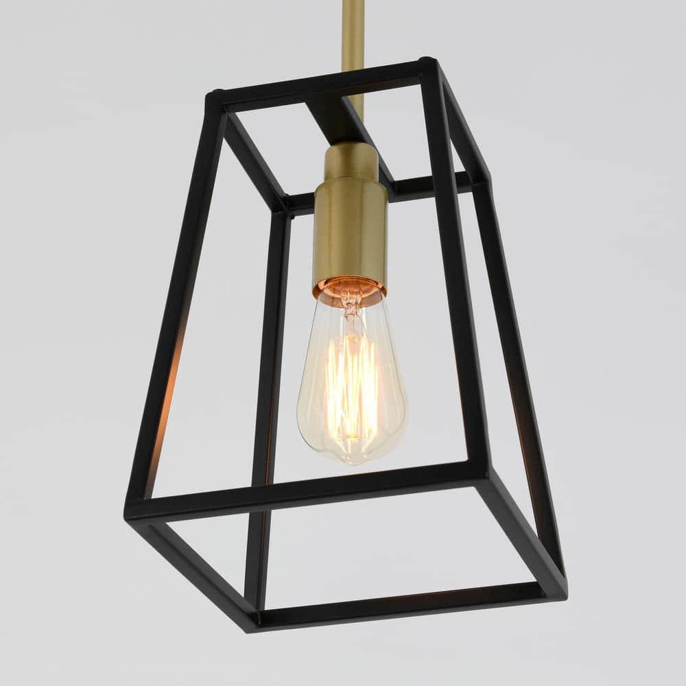 Artika Carter 1 Light Geometric Mini Pendant Light Fixture Black and Gold