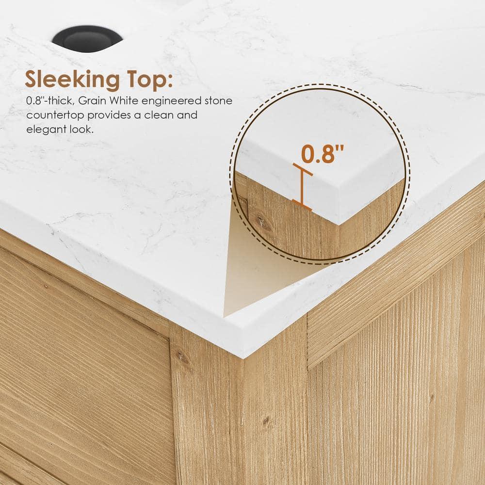 Altair-13 60" Double Bathroom Vanity in with Grain White Engineered Stone Countertop