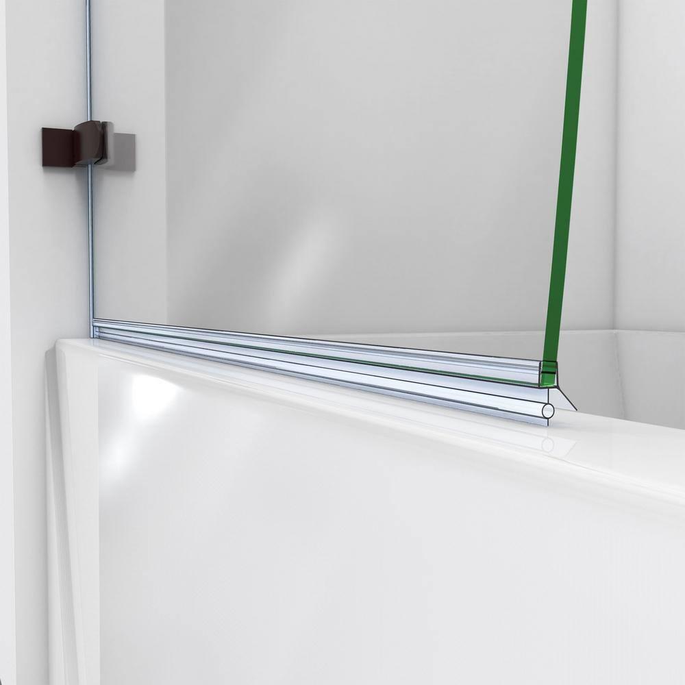 Aqua Uno 56" W x 58" H Hinged Semi-Frameless Tub Door