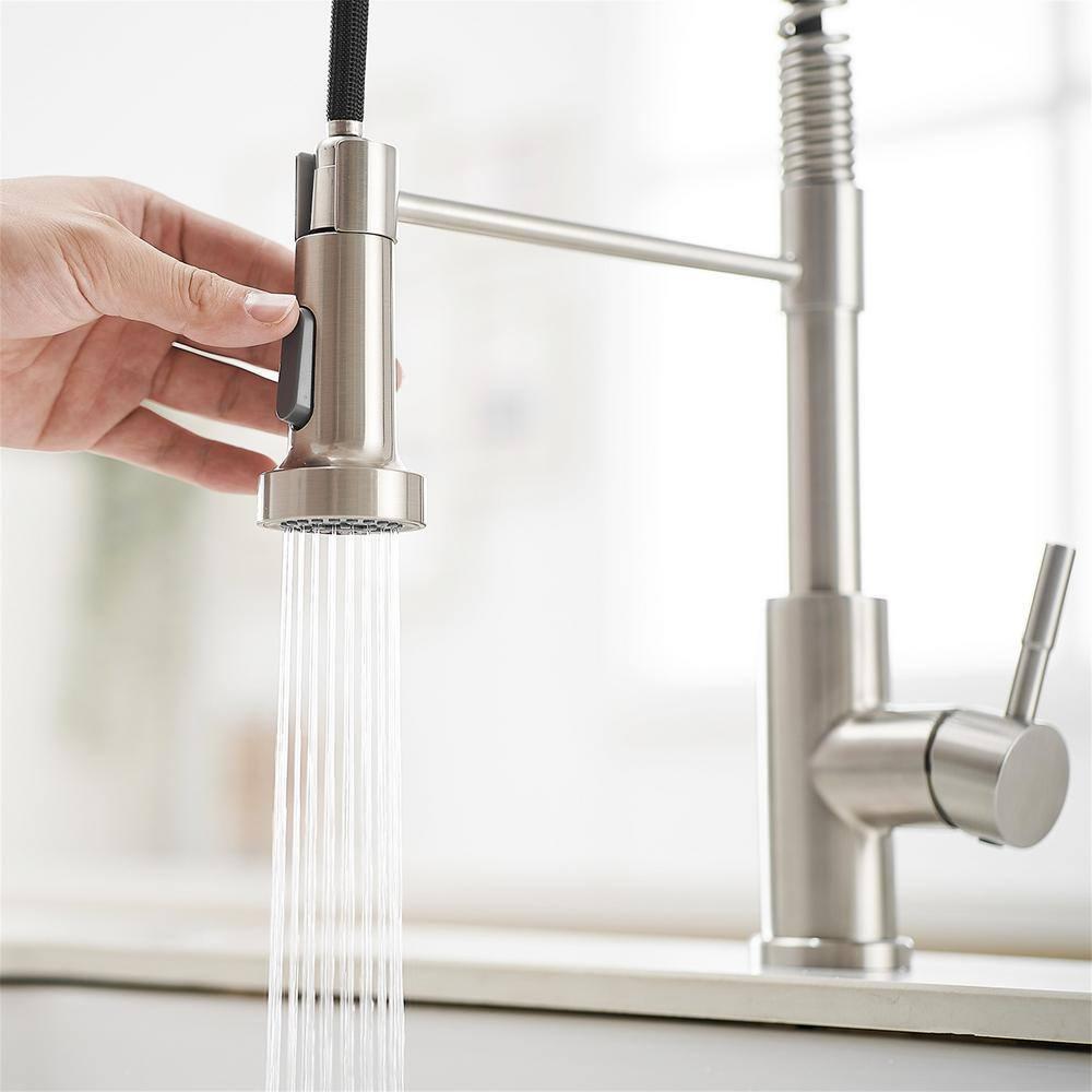 Fairub MAMCPM Brushed Nickel Kitchen Faucet With Pull Down Sprayer, Stainless Steel Kitchen Sink Faucets