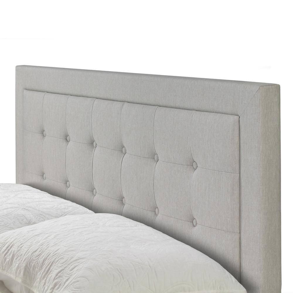 Glamour Home Austin Fabric Queen Bed with Button Tufting & Stitching in Beige