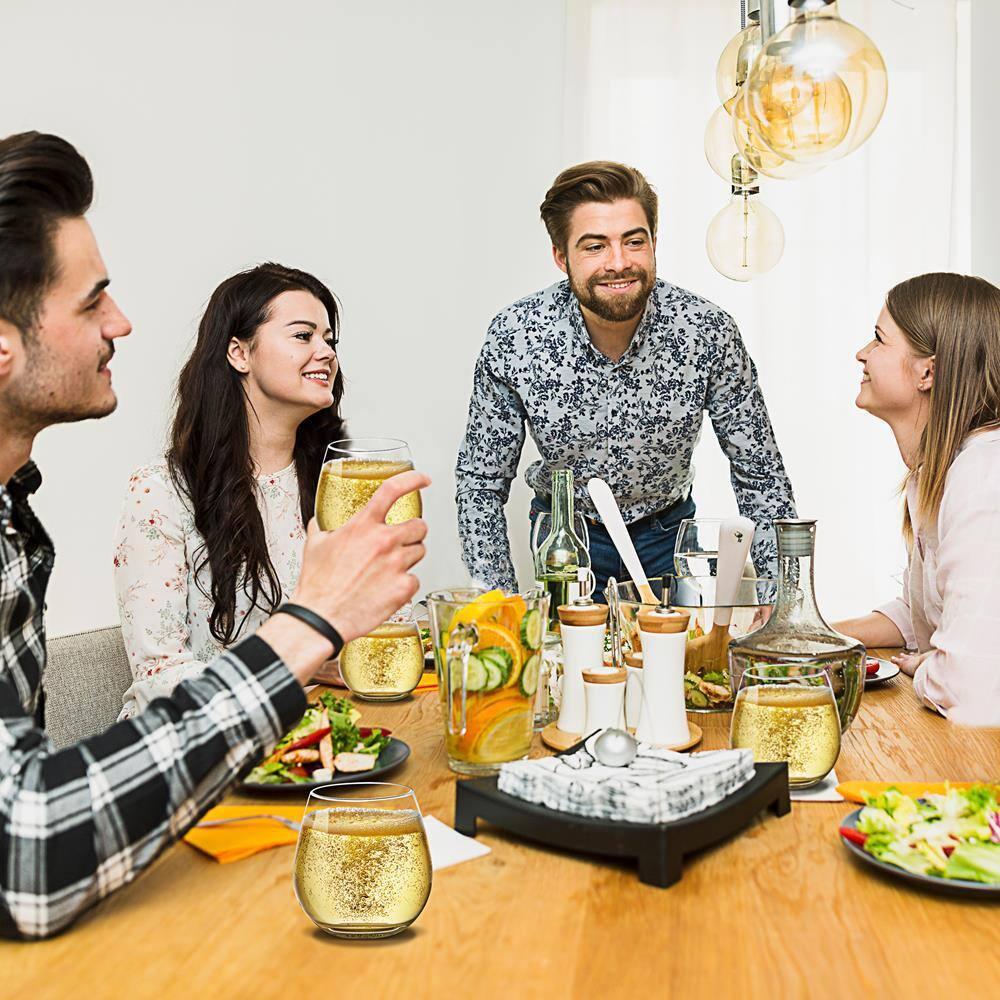 NutriChef 2 Pcs. of Crystal-Clear Stemless Wine Glass - Ultra Clear and Thin, Elegant Clear Wine Glasses, Hand Blown