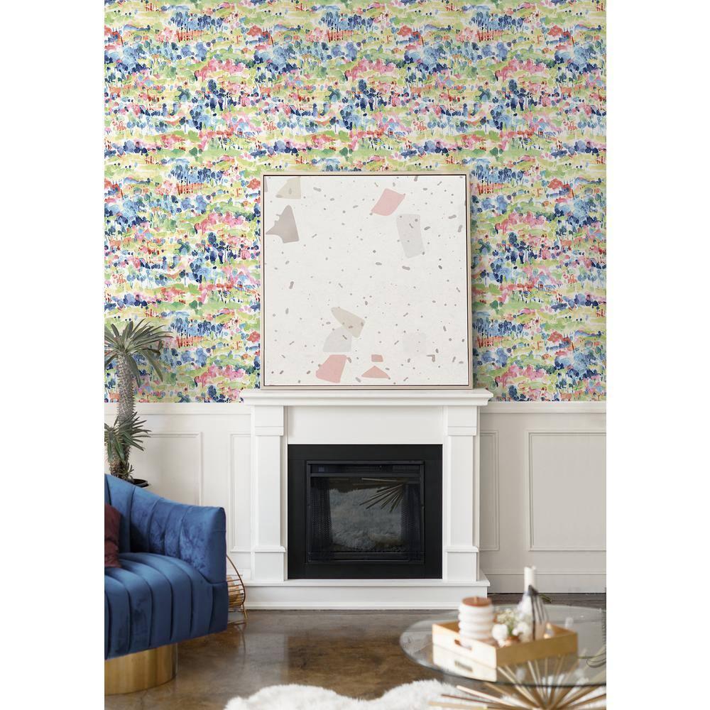 Surface Style - Peel and Stick Wallpaper, Abstract Wallpaper for Bedroom, Powder Room, Kitchen, Vinyl, 30.75 Sq Ft Coverage (Water Coloring Collection, Spring)