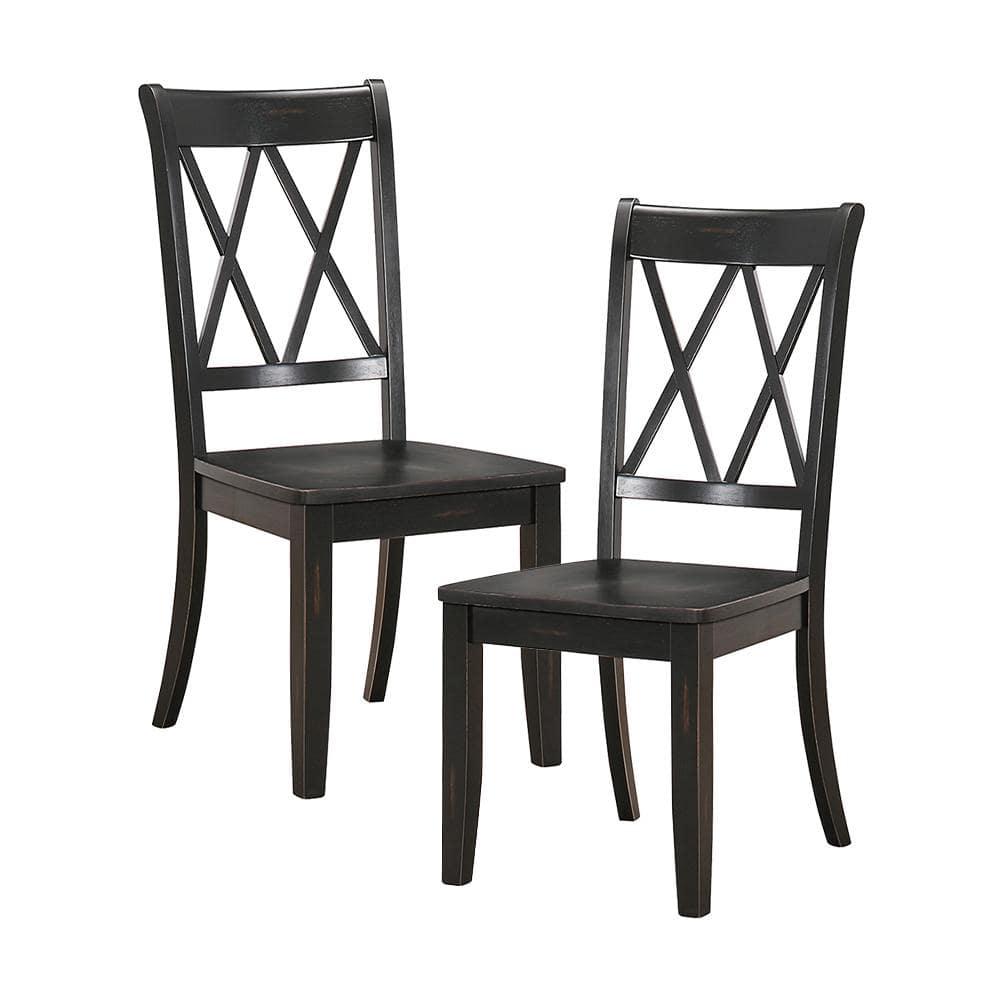 NicBex Set of 2 Transitional Style Dining Chair Kitchen Upholstered High Backrest Side Chair for Dining Room,Black