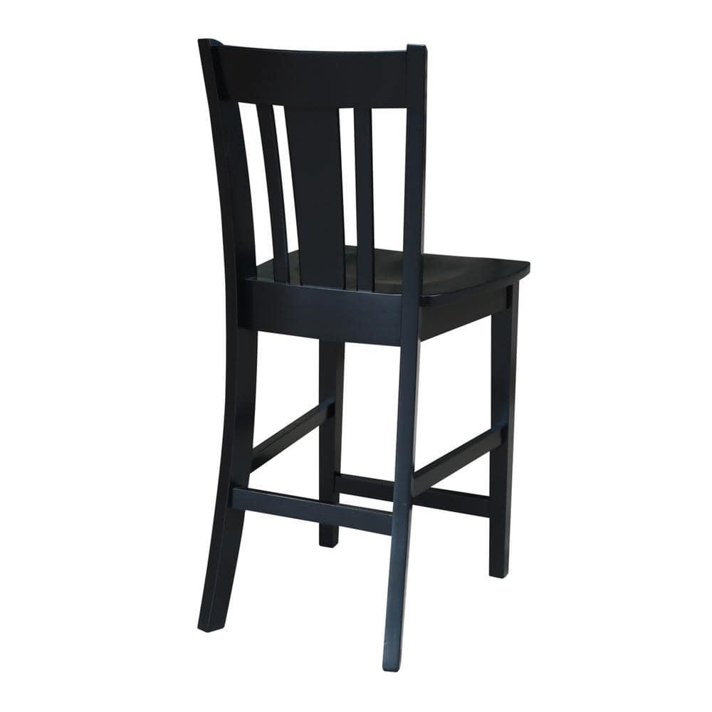 24" San Remo Counter Height Barstool Black - International Concepts: Solid Wood, Traditional Square Design, Durable Parawood