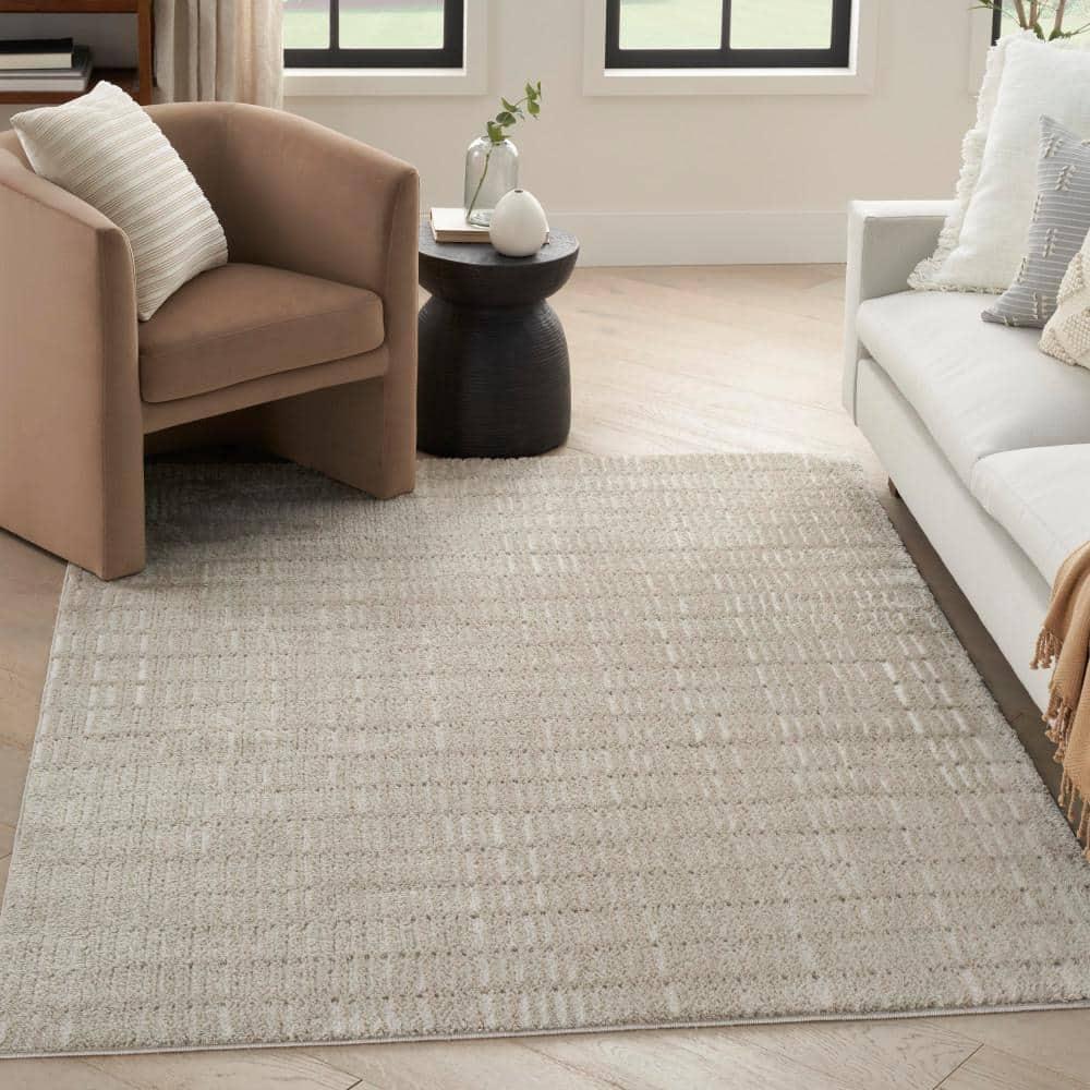Nourison Cozy Modern Abstract Indoor Area Rug Grey Ivory 7'10"x9'10"