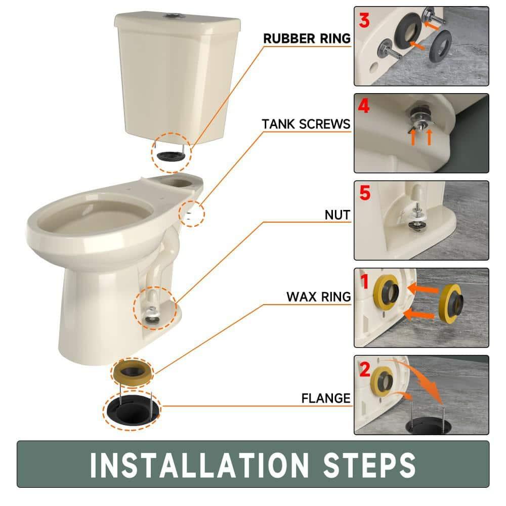 Extra Tall Toilet 21 in. 1.1/1.6 GPF Dual Flush Elongated Tall 2-Piece Toilet in Bone with Quiet-Close Seat for Seniors
