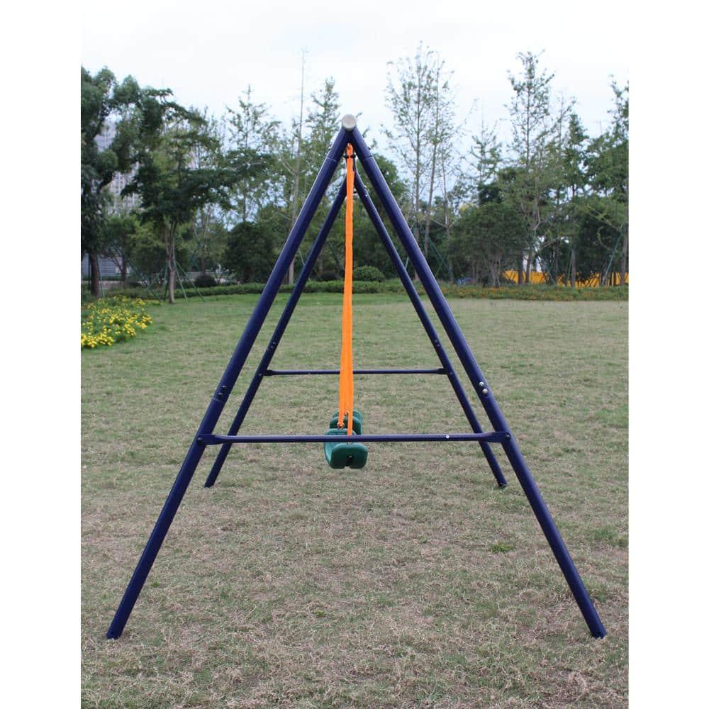 GOGEXX Outdoor Metal Swing Playset Two Station Swing Set For Children