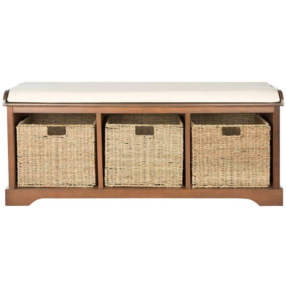 Lonan  Wicker Storage Bench - Brown - Safavieh