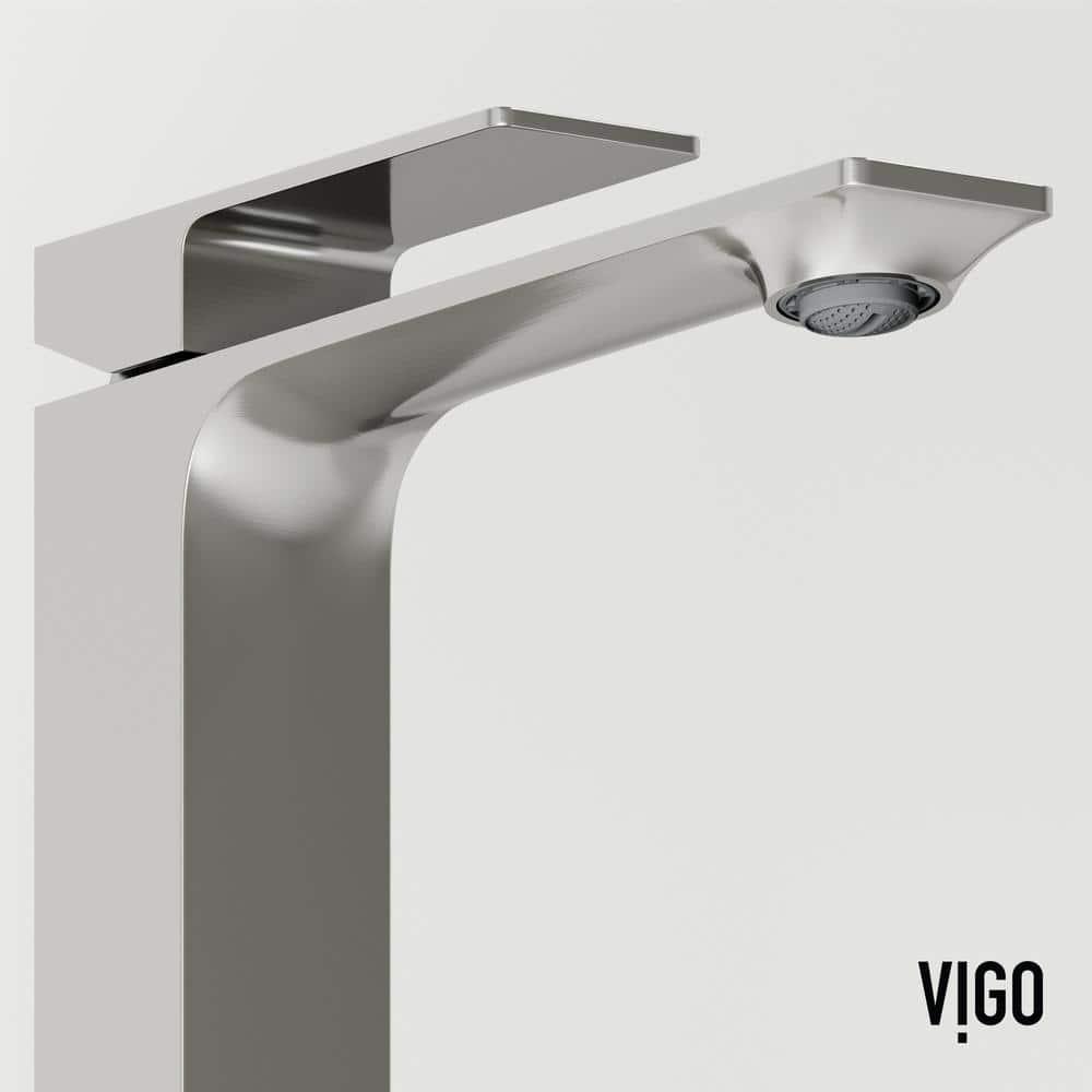 VIGO Dunn Tarragona Gothic 19" L x 14" W x 4" H Rectangular Concrete Vessel Bathroom Sink with 11" H Faucet VGT2085