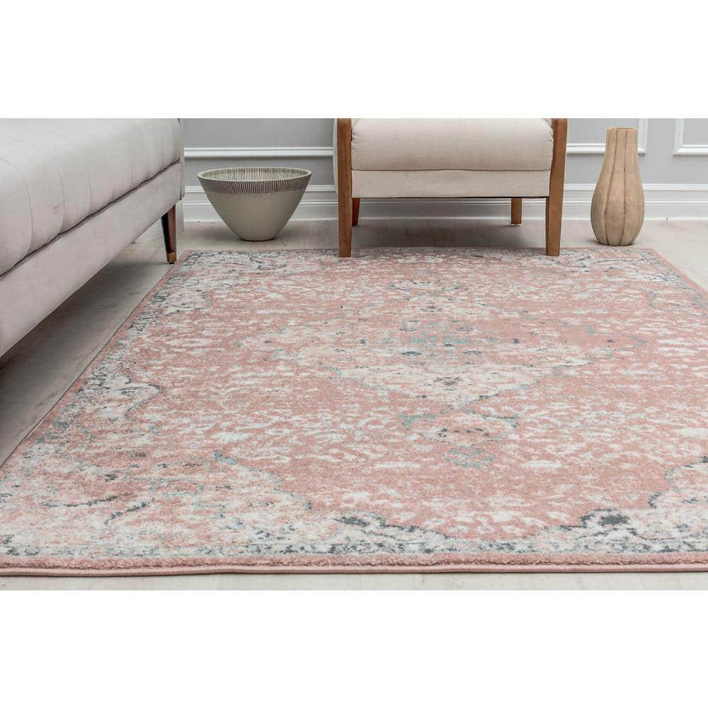 Hailey Pink Amaranth Bedroom Rug - Persian Inspired Rug for Living Room, Trendy Pink Floor Decor, Soft Area Rug, 5'x7'