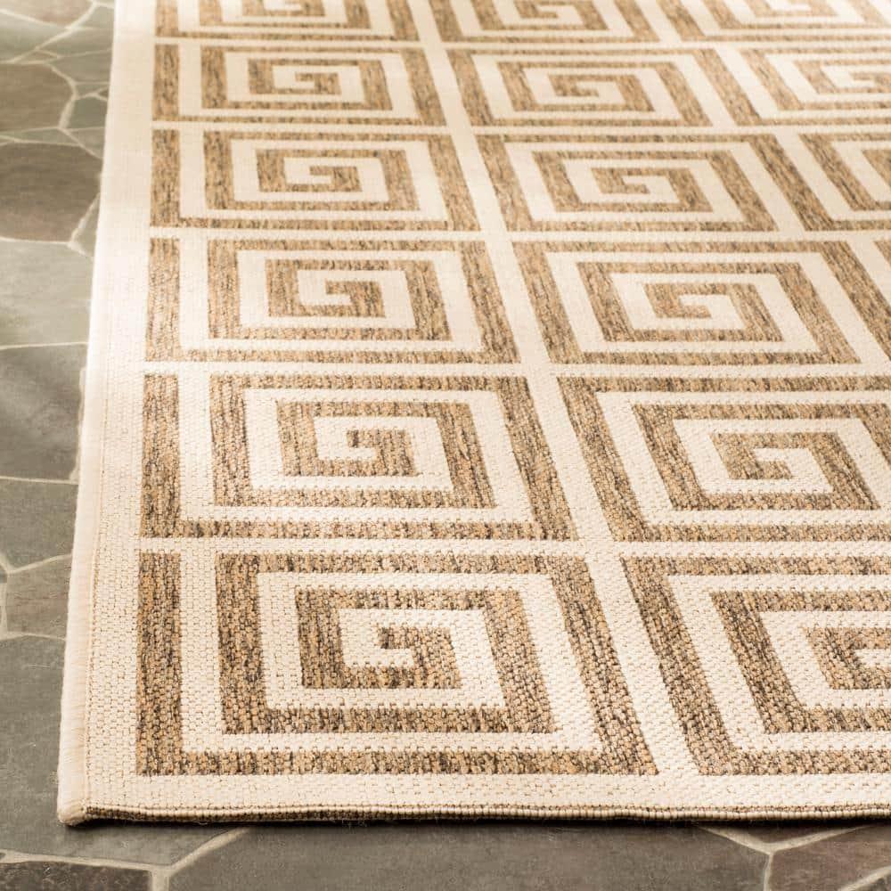 Mazie Geometric Beige 9' x 12' Easy-Care Outdoor Area Rug