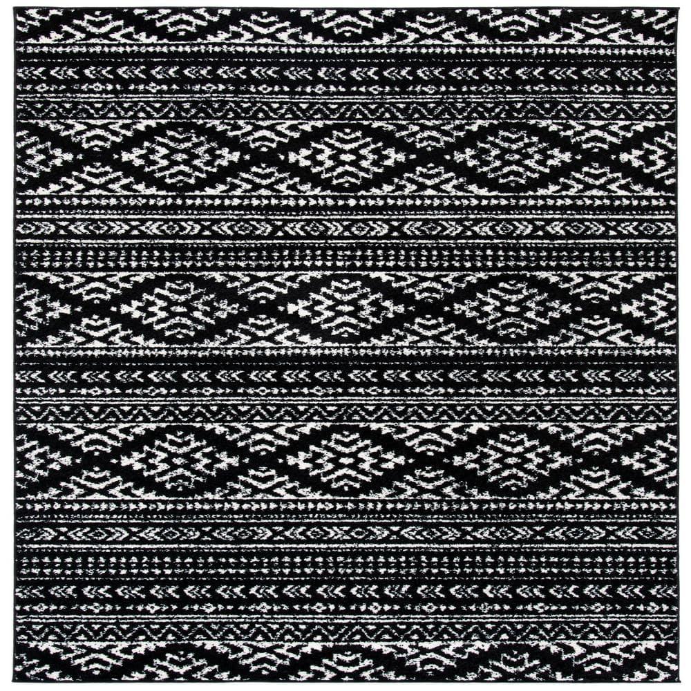 Tulum TUL272 Power Loomed Area Rug - Black/Ivory - 5'x5' - Safavieh.