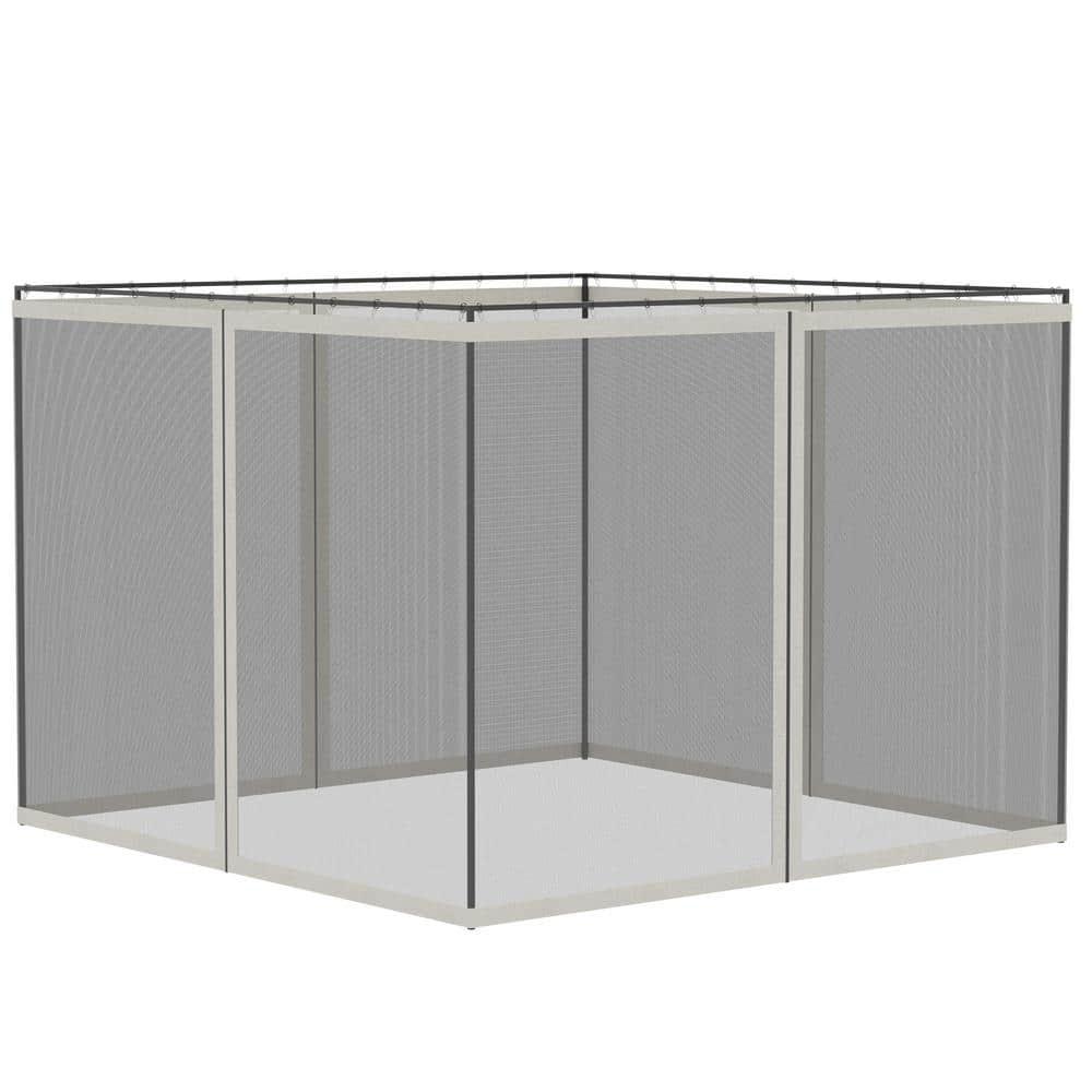 Outsunny Outsunny Universal Replacement Mesh Sidewall Netting for Patio Gazebos and Canopy Tents with Zippers, Sidewall Only, Cream