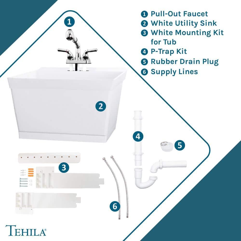 23" L x 24" W Wall Mount Laundry Sink with Faucet