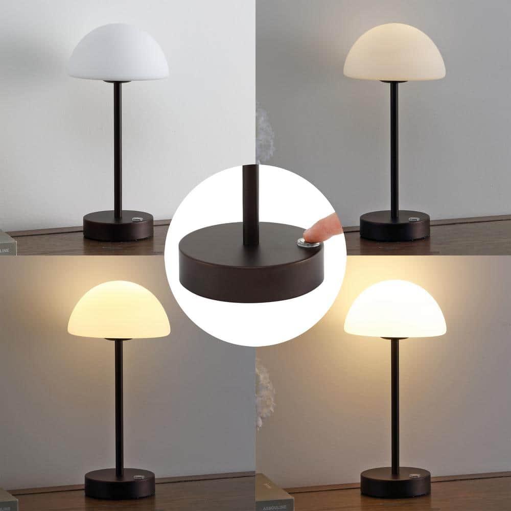 JONATHAN Y JYL7109B Xavier 12.5" Bohemian Farmhouse Iron Rechargeable Integrated Portable LED Table Lamp, Coastal, Contemporary for living room, dinning room, bedroom, Oil Rubbed Bronze/White