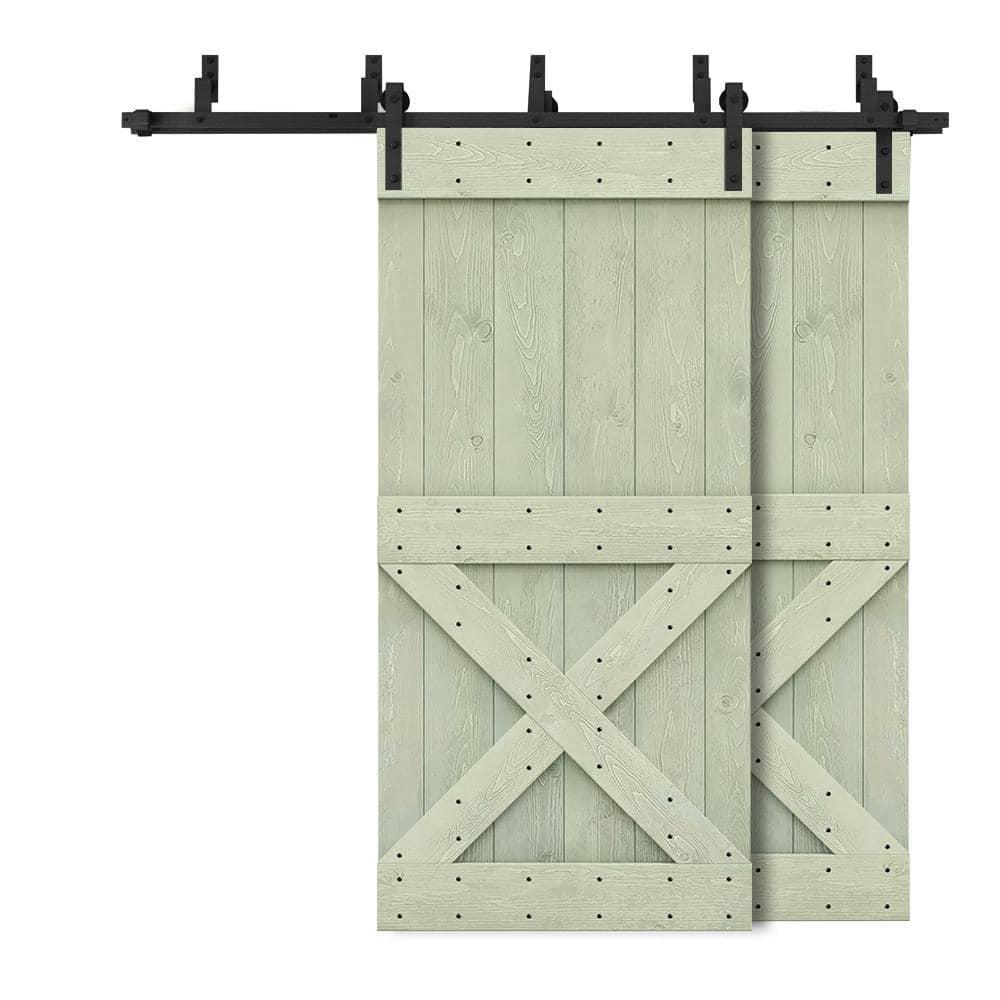 Calhome 84'' Solid Wood Paneled Painted with Installation Hardware Kit Barn Door
