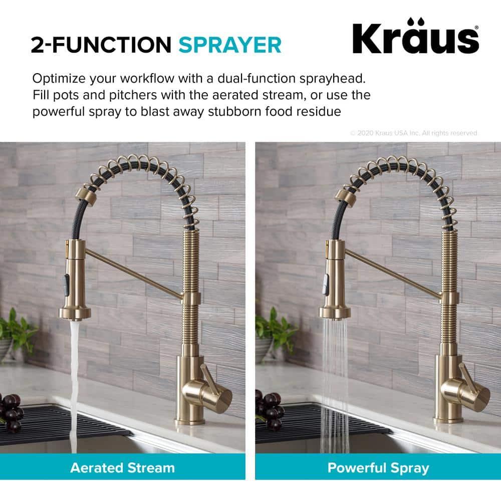 KRAUS Bolden Commercial Style 2-Function Single Handle Pull Down Kitchen Faucet with Soap Dispenser