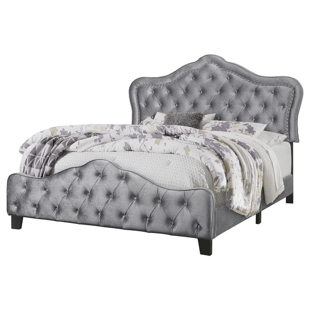 Bella Upholstered Tufted Panel Bed Grey