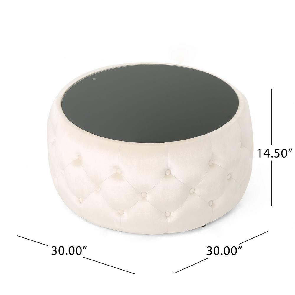 Noble House Merna Indoor Glam Velvet Coffee Table, Beige