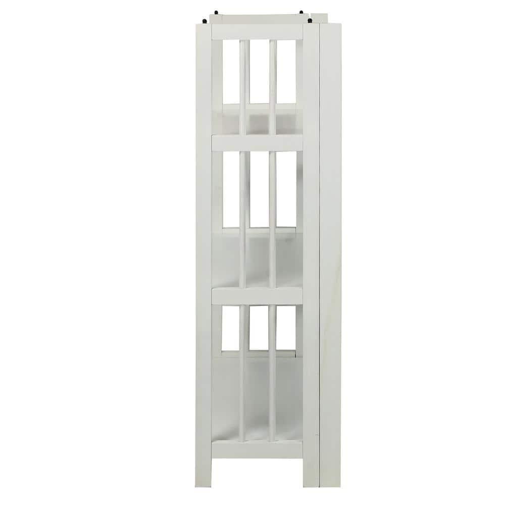 Casual Home 3-Shelf Folding Stackable Bookcase 27.5" Wide-White