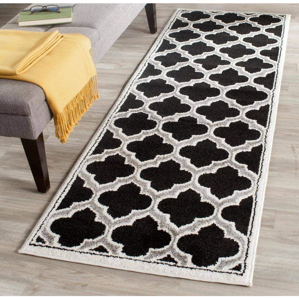 Amherst AMT412 Power Loomed Runner Rug - Anthracite/Ivory - 2'3"x7' - Safavieh.