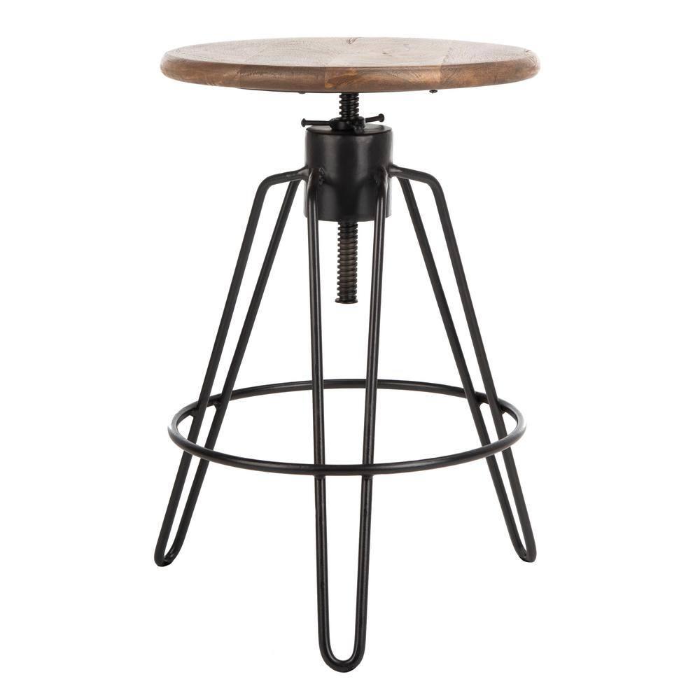 Kai Adjustable Swivel Counter Stool - BST3700 - Natural Honey/Black - Safavieh