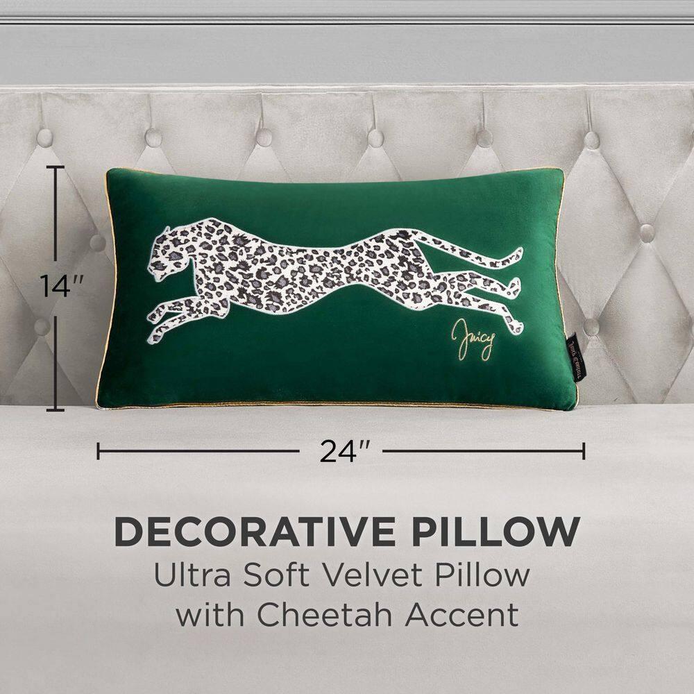 Juicy Couture Juicy Couture Velvet Cheetah Plush Decorative Throw Pillows - 14" x 24"