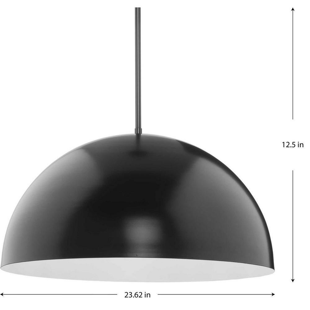 Progress Lighting, Perimeter, 1-Light Pendant, Matte Black, White Interior Shade