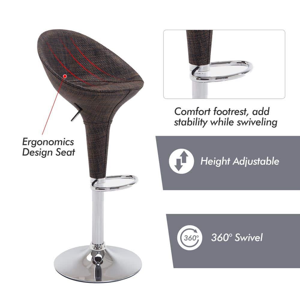 Orren Ellis Galeton Swivel Upholstered Adjustable Height Counter Stool with Metal Frame (Set of 2)