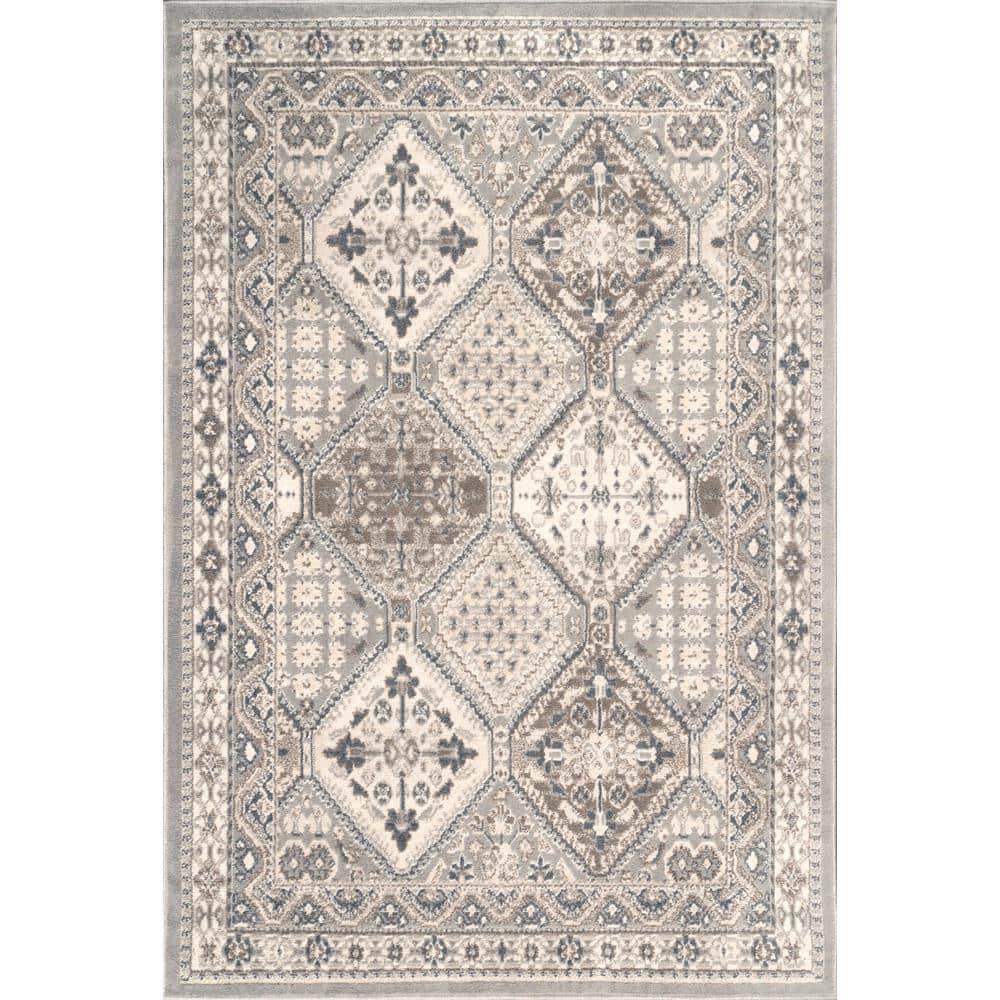 Nuloom 10x14 Becca Tiled Indoor Area Rug, Taupe, Faded Transitional Design, Stain Resistant, Bedroom, Living Room, Kitchen