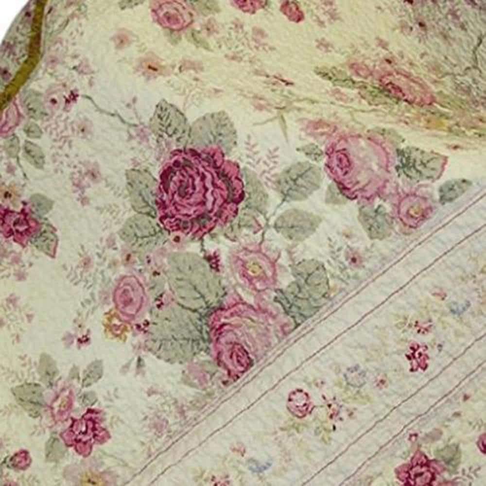 Antique Rose Quilted Reversible Cotton Throw