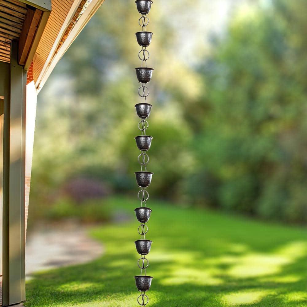 Monarch Rain Chains Aluminum Hammered Cup Rain Chain Replacement Downspout for Gutters